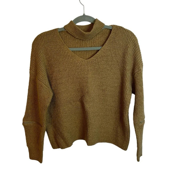 STORETS V-Neck Neutral Zipper Sleeve Sweater - Picture 1 of 5